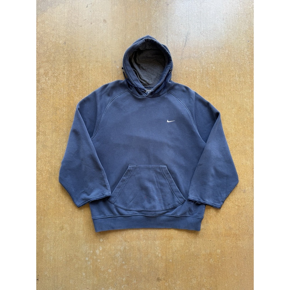 VTG Nike Silver Tag Skater Distressed Navy Blue Hoodie Jacket Y2K (L) Surfer